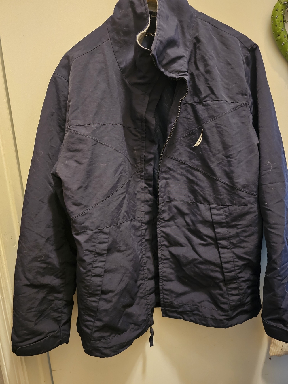 Nautica Men's Water Resistant Windbreaker Size Small Shell Only Navy Blue EUC
